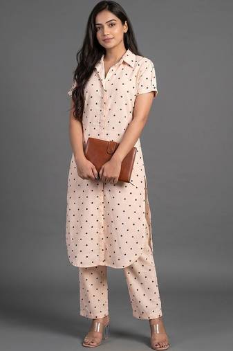 smart women printed regular kurta with palazzos