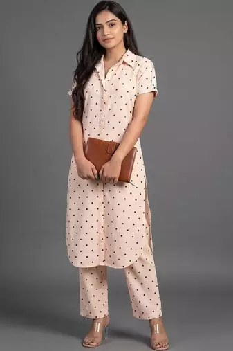 smart women printed regular kurta with palazzos