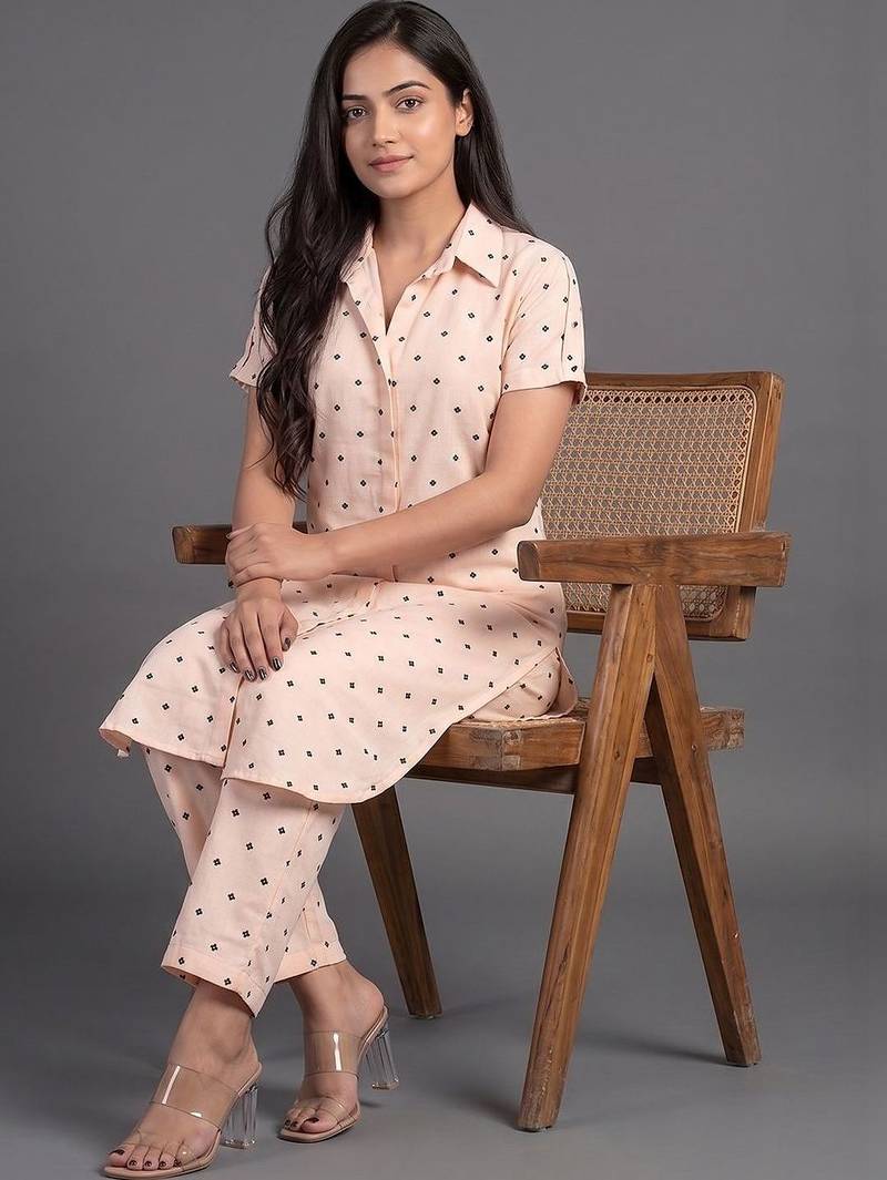 smart women printed regular kurta with palazzos