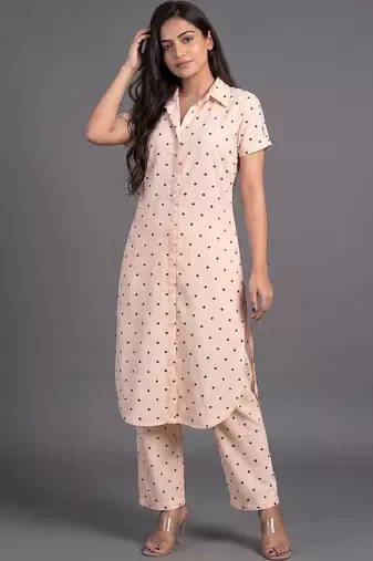 smart women printed regular kurta with palazzos