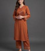 workwear women regular silk crepe kurta with palazzos
