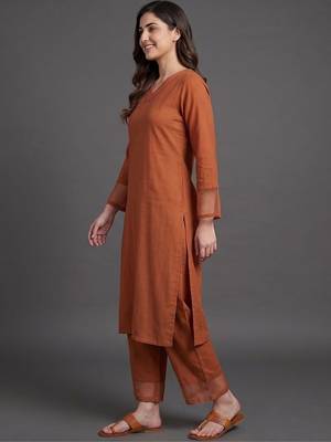 workwear women regular silk crepe kurta with palazzos 2