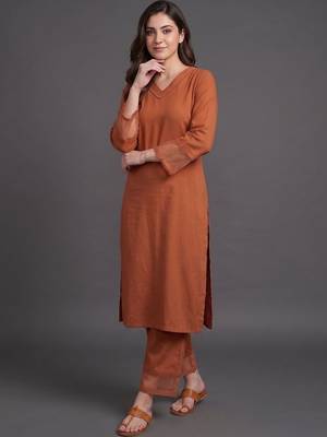workwear women regular silk crepe kurta with palazzos 6