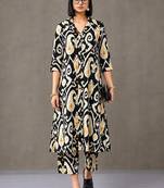 everyday workwear women ethnic motifs printed regular cotton kurta with trousers