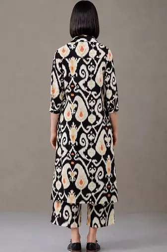 everyday workwear women ethnic motifs printed regular cotton kurta with trousers