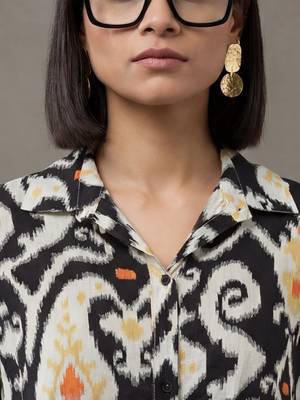 everyday workwear women ethnic motifs printed regular cotton kurta with trousers 4