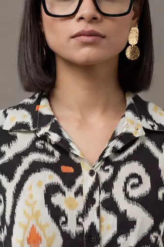 everyday workwear women ethnic motifs printed regular cotton kurta with trousers