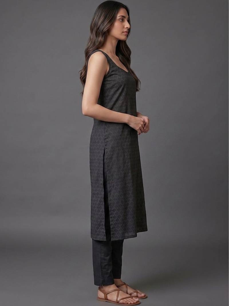 everyday workwear women regular kurta with trousers & with dupatta