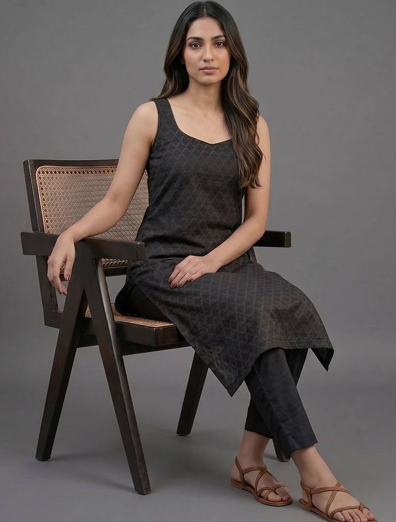 everyday workwear women regular kurta with trousers & with dupatta