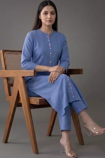 structured women regular kurta with trousers