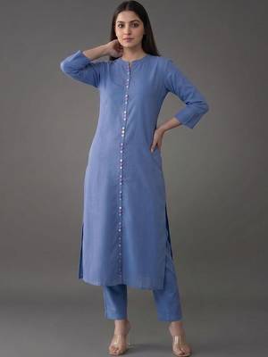 structured women regular kurta with trousers 5