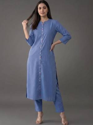structured women regular kurta with trousers 6