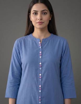 structured women regular kurta with trousers 7