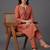 structured women ethnic motifs embroidered regular thread work kurta with trousers