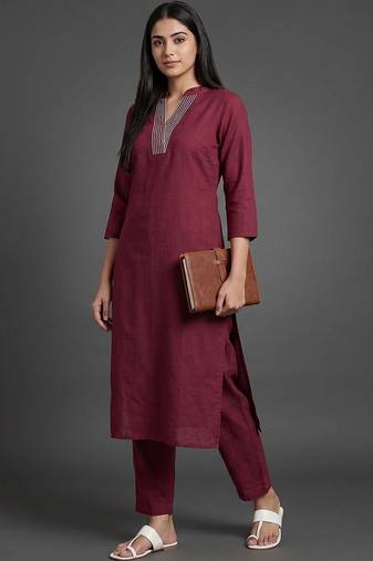 workwear women regular thread work kurta with trousers