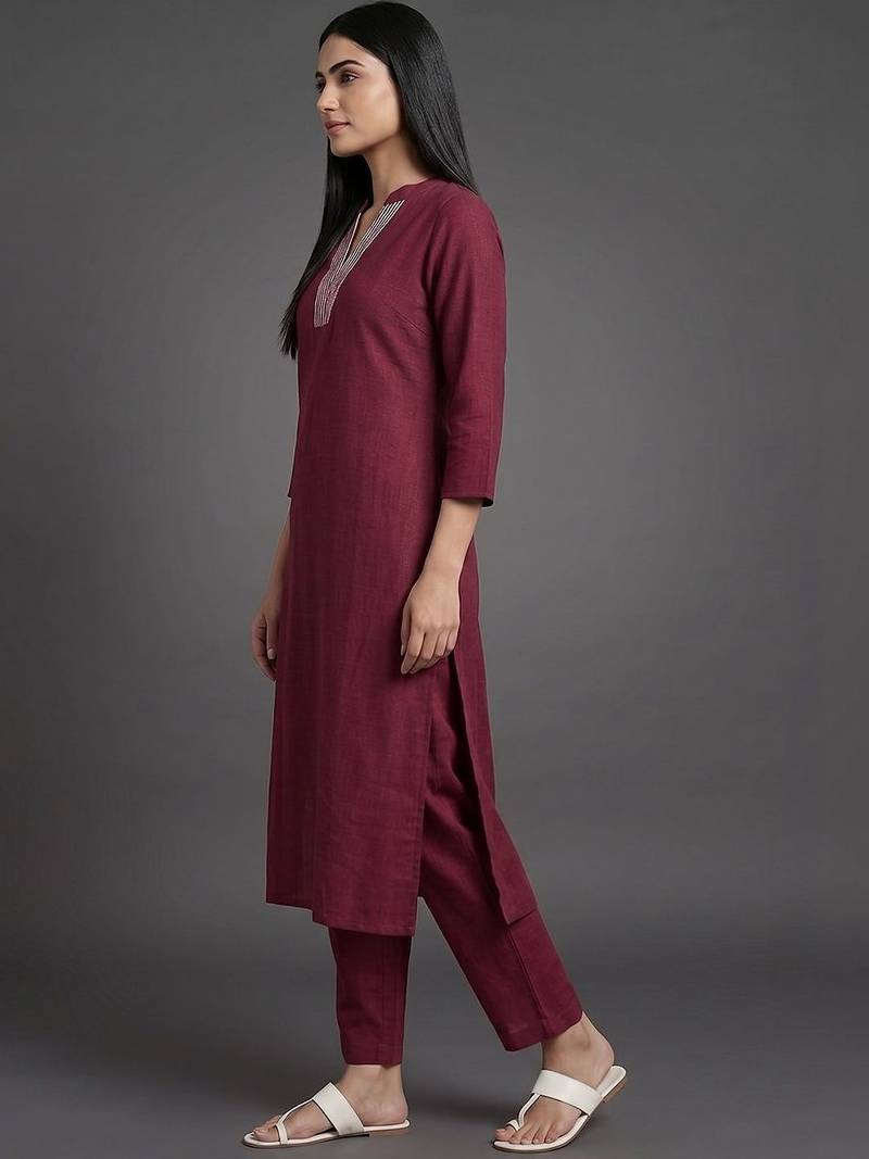 workwear women regular thread work kurta with trousers
