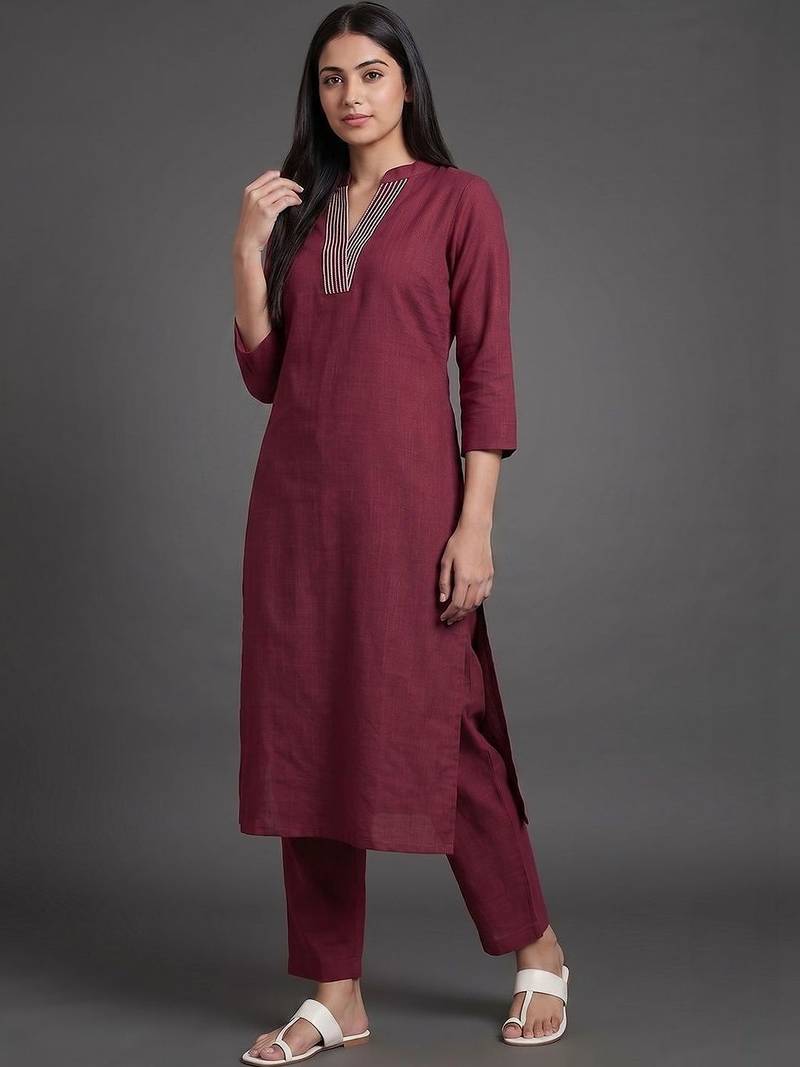 workwear women regular thread work kurta with trousers