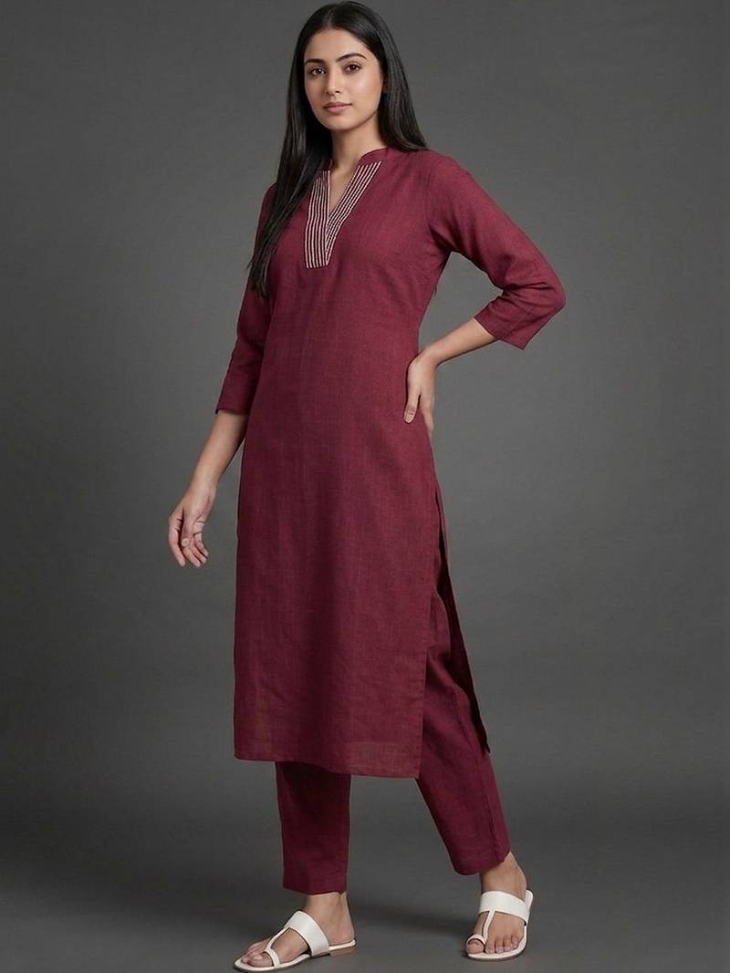 workwear women regular thread work kurta with trousers