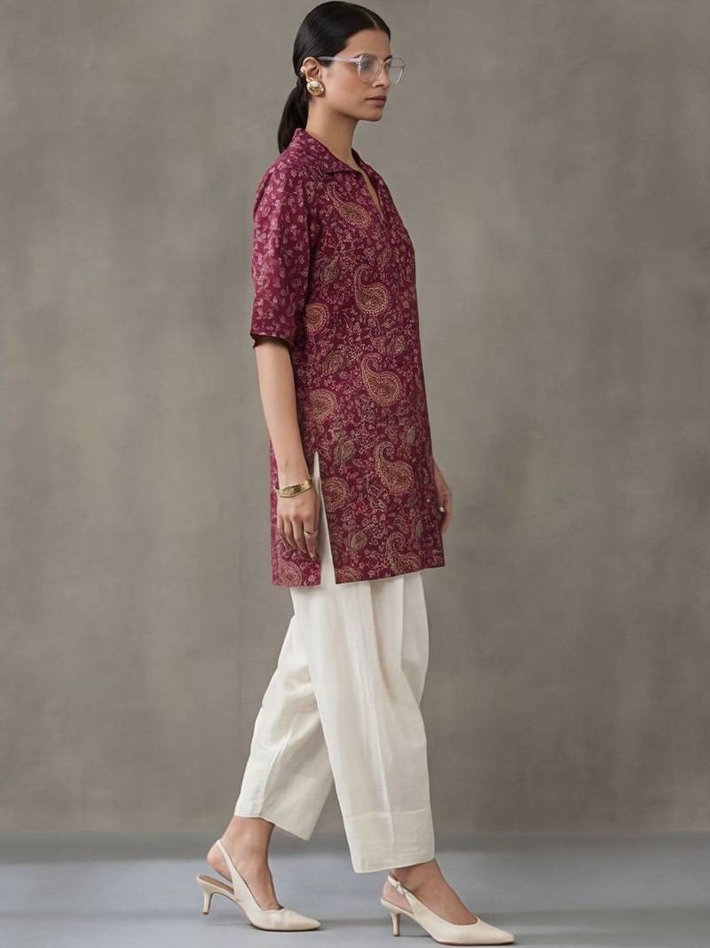 contemporary women paisley printed regular cotton farshi suit