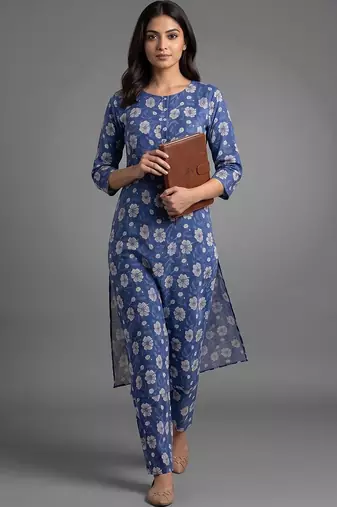 formal women floral printed regular kurta with palazzos