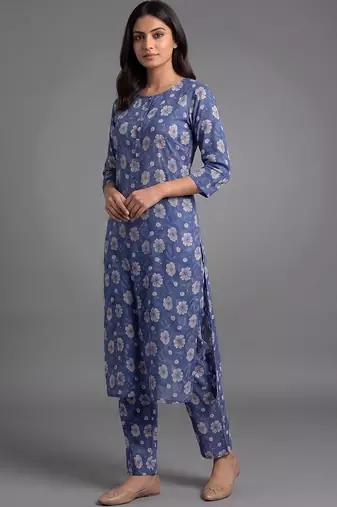 formal women floral printed regular kurta with palazzos