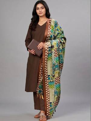 workwear women ethnic motifs regular kurta with trousers & with dupatta 1