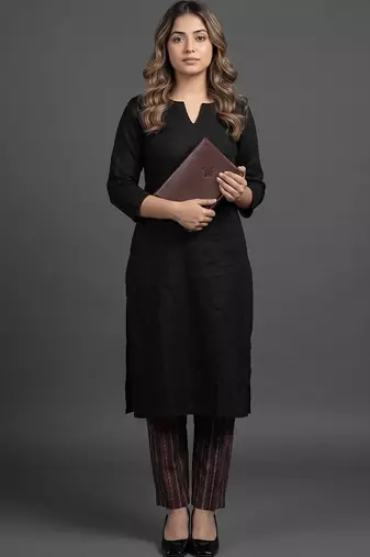 workwear v-neck kurta with trousers