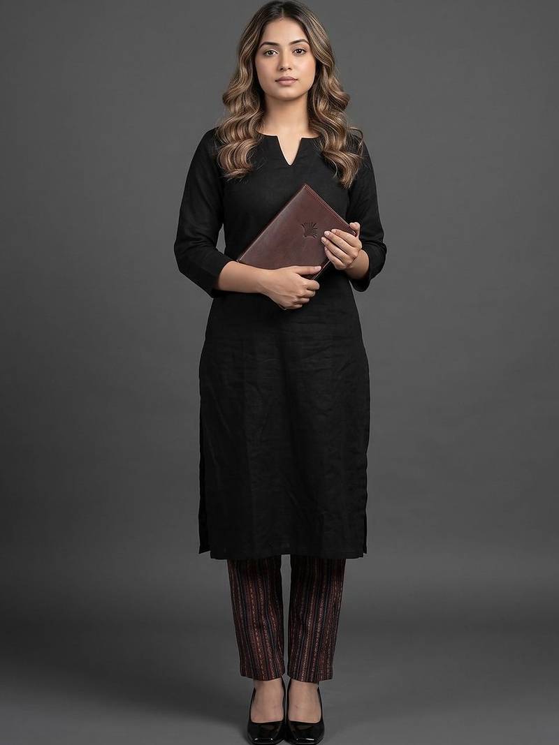 workwear v-neck kurta with trousers