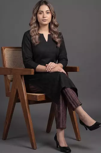 workwear v-neck kurta with trousers