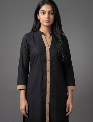 tailored women regular kurta with trousers 5
