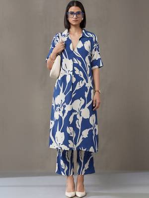 workwear women floral printed regular kurta with palazzos 1
