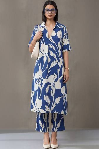 workwear women floral printed regular kurta with palazzos