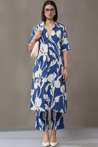 workwear women floral printed regular kurta with palazzos