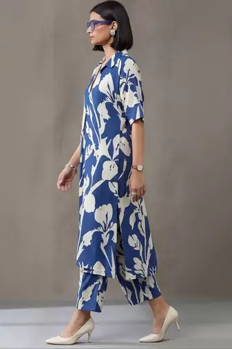 workwear women floral printed regular kurta with palazzos