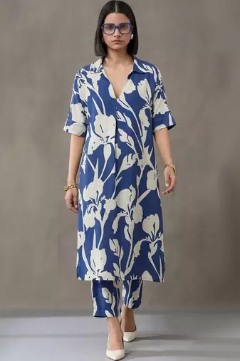 workwear women floral printed regular kurta with palazzos