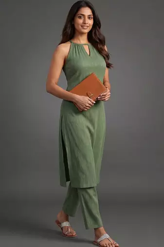 structured women regular kurta with trousers