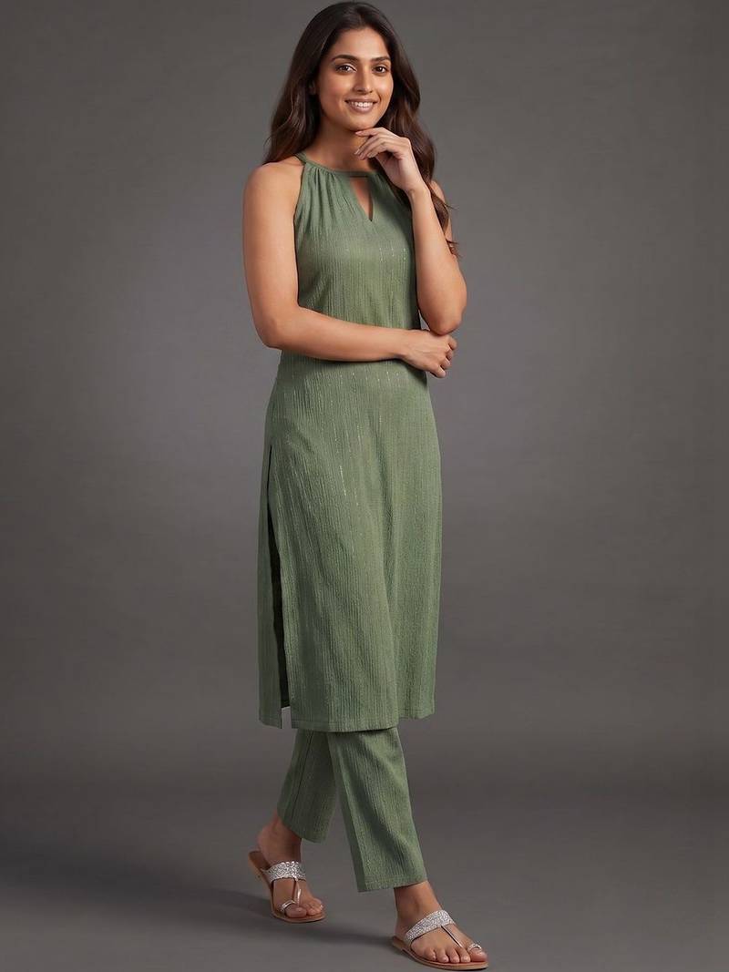 structured women regular kurta with trousers