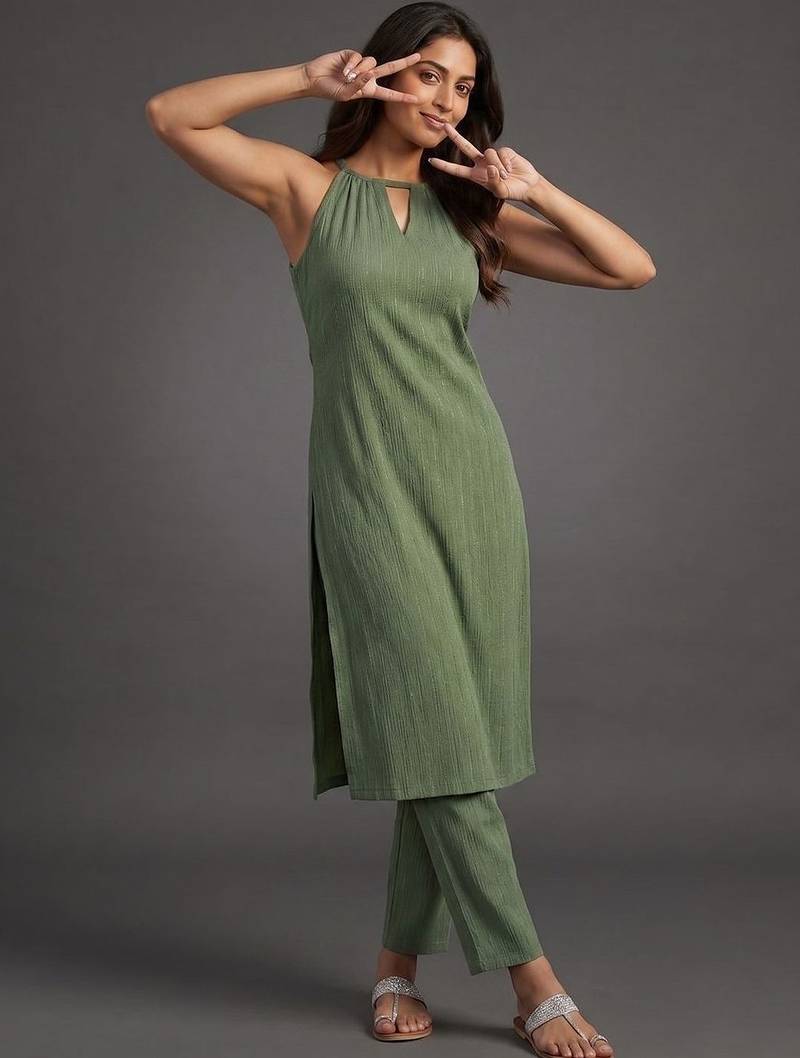 structured women regular kurta with trousers