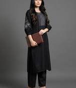 tailored women ethnic motifs embroidered regular thread work kurta with trousers