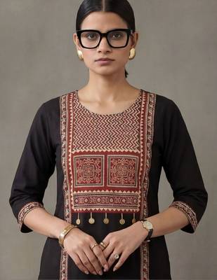 tailored women ethnic motifs embroidered regular thread work cotton kurta with trousers & with dupatta 2