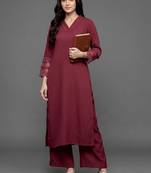 structured women regular silk crepe kurta with palazzos