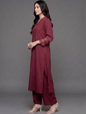structured women regular silk crepe kurta with palazzos 2