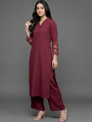 structured women regular silk crepe kurta with palazzos 6