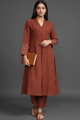 formal women regular thread work kurta with trousers