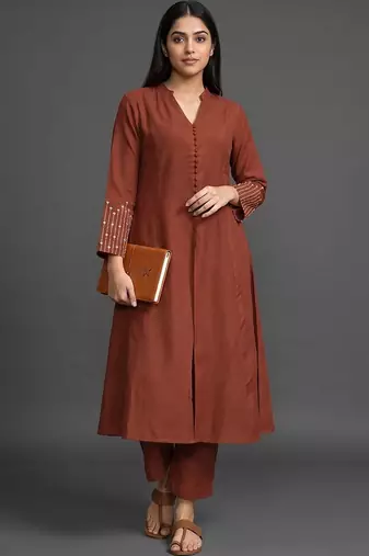 formal women regular thread work kurta with trousers