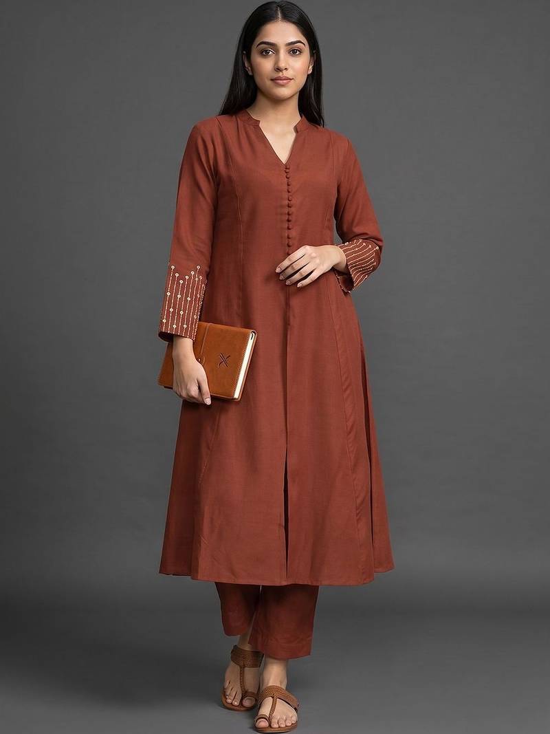 formal women regular thread work kurta with trousers