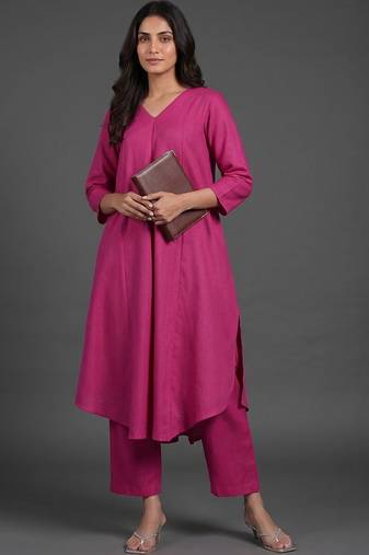 tailored women regular kurta with trousers