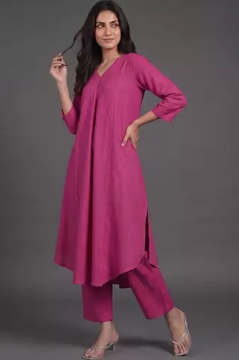 tailored women regular kurta with trousers