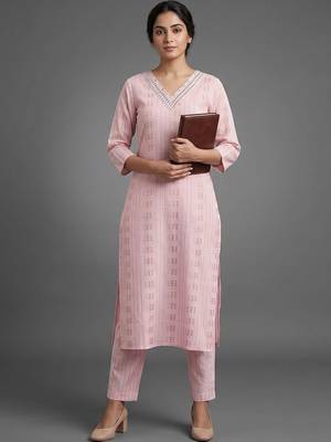 tailored women printed regular kurta with trousers 1