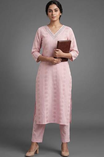 tailored women printed regular kurta with trousers